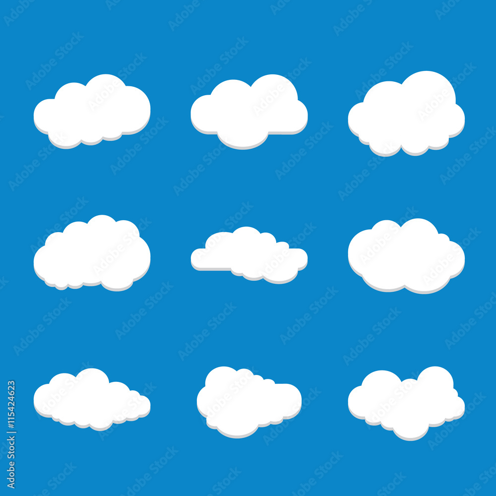 Set of blue sky, clouds. Cloud icon. Collection of  cloud vector icon.