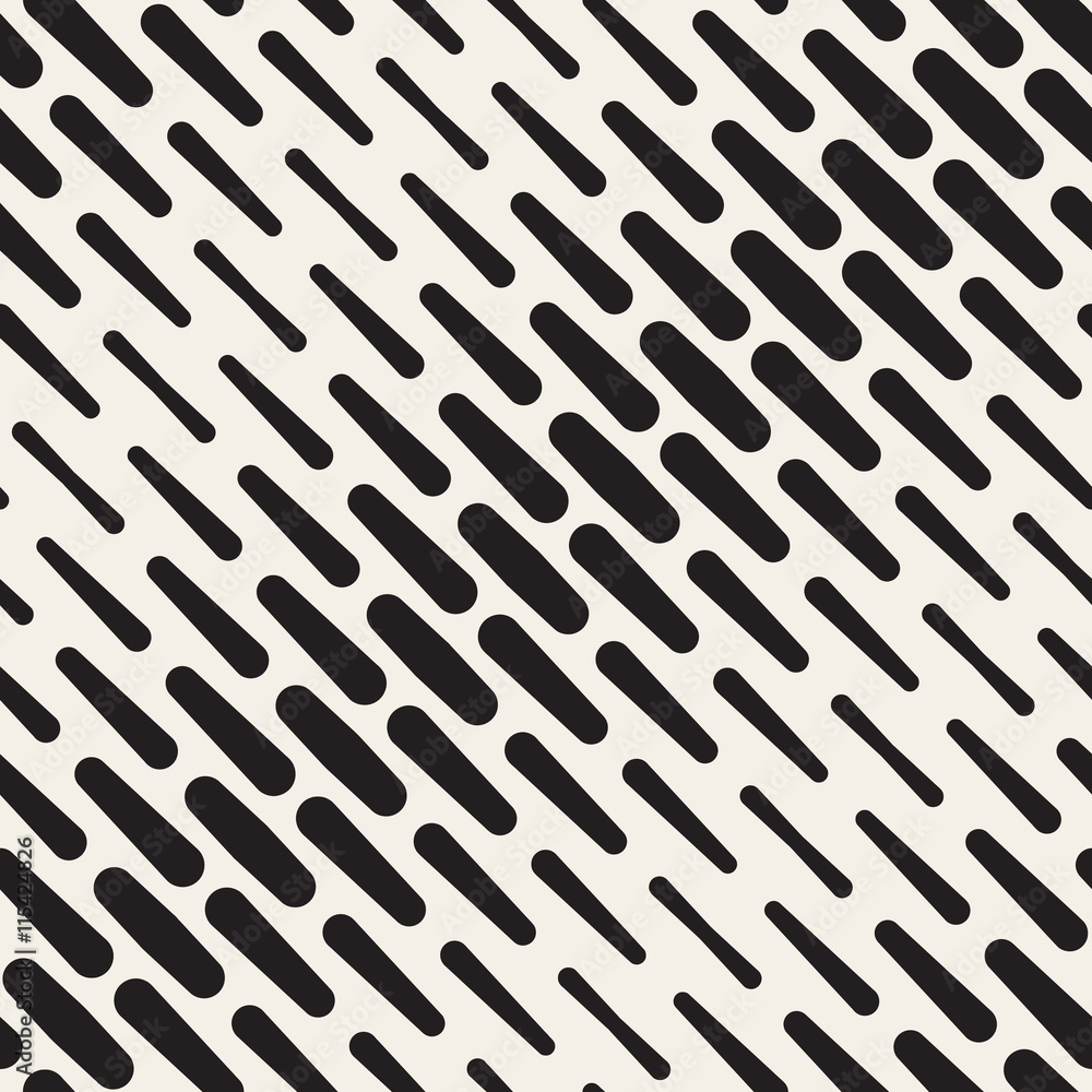 Vector Seamless Black and White Diagonal Rounded Lines Halftone Pattern ...