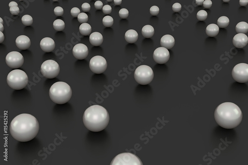 3D rendering of many pearl on a ground