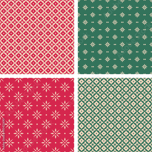 Quadro em tela set of seamless christmas patterns in vintage style