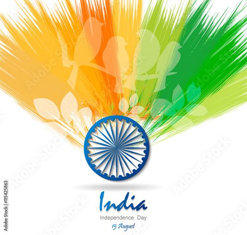 India map in national flag tricolour floral Abstract background for Indian Independence Day.