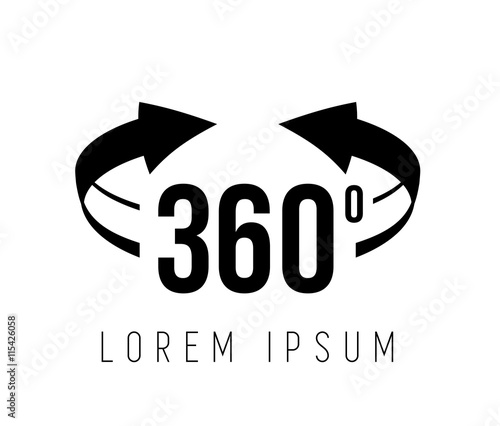 Angle 360 degrees view sign icon.