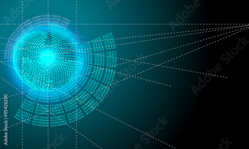 Vector abstract background with circular binary code