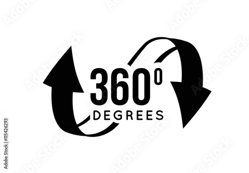 Angle 360 degrees view sign icon.