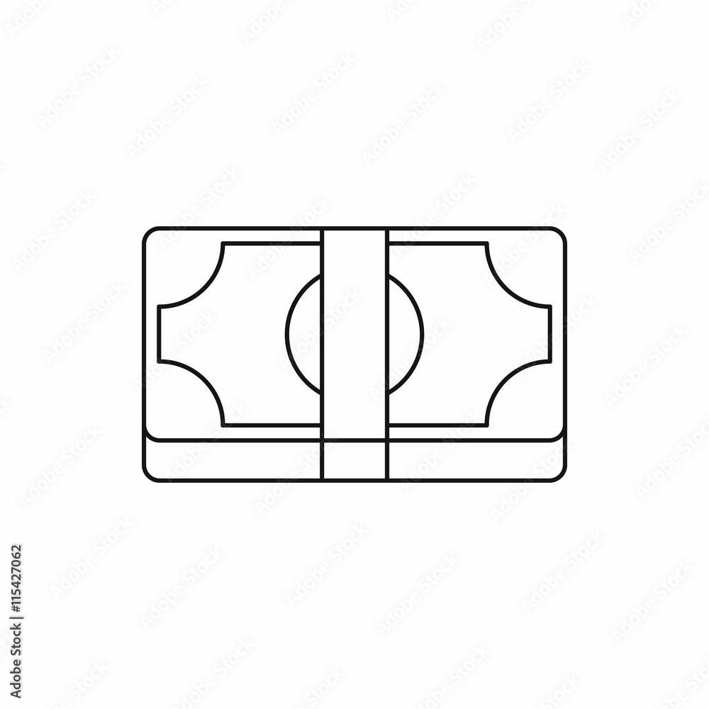 Packed dollars money icon in outline style isolated vector illustration ...