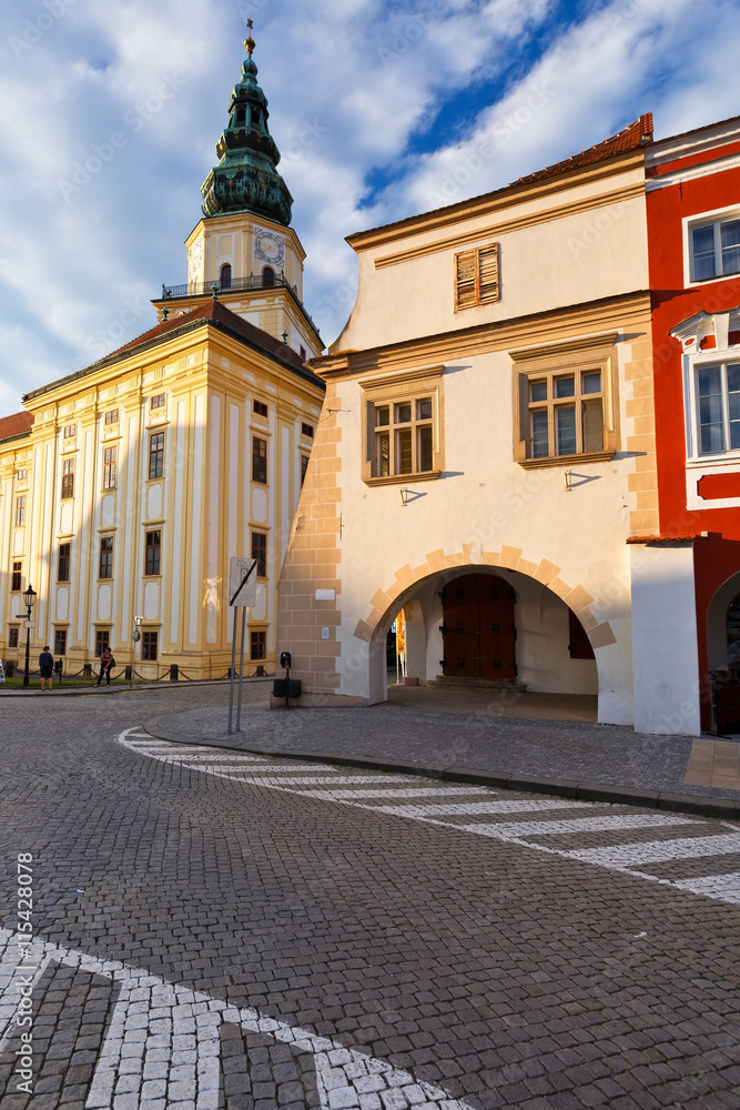 Bishop's Palace in the main square of Kromeriz city in Moravia, Czech Republic.
