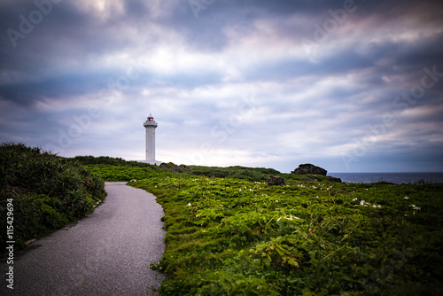 Lighthouse, landscape. Okinawa, Japan, Asia.