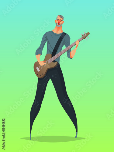 Guitar bass player, Vector illustration.