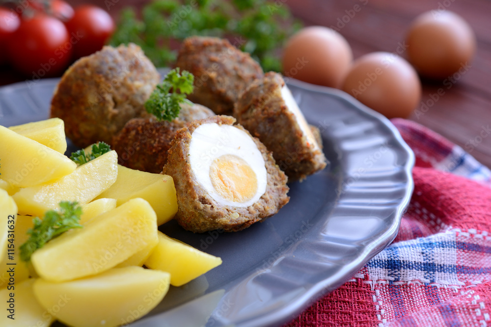 Scotch eggs with boiled potatoes Scotch eggs with boiled potatoes