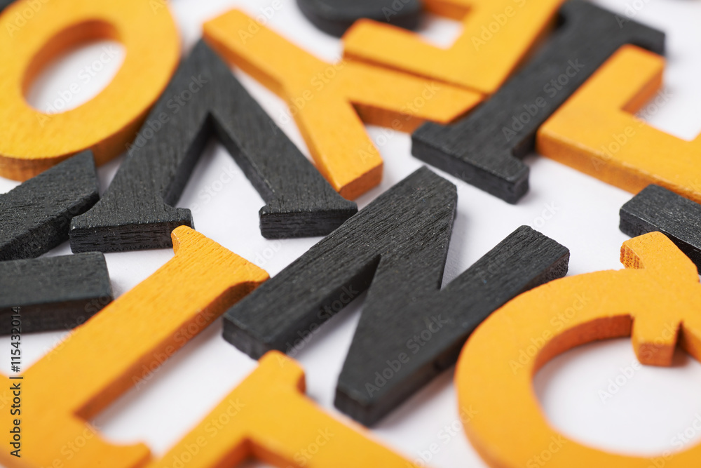 Surface covered with the wooden letters Surface covered with the wooden letters
