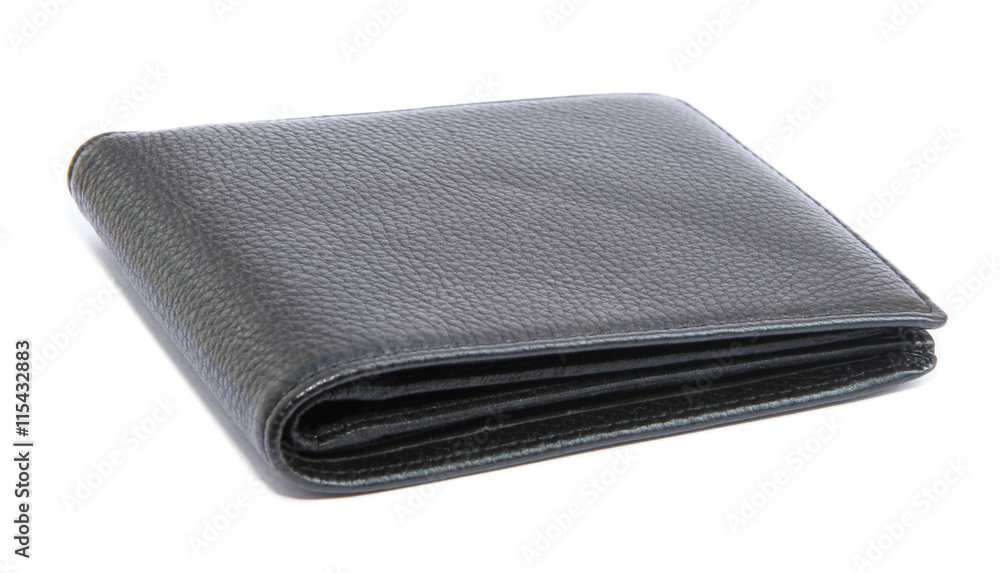 Black leather wallet isolated on white background Black leather wallet isolated on white background