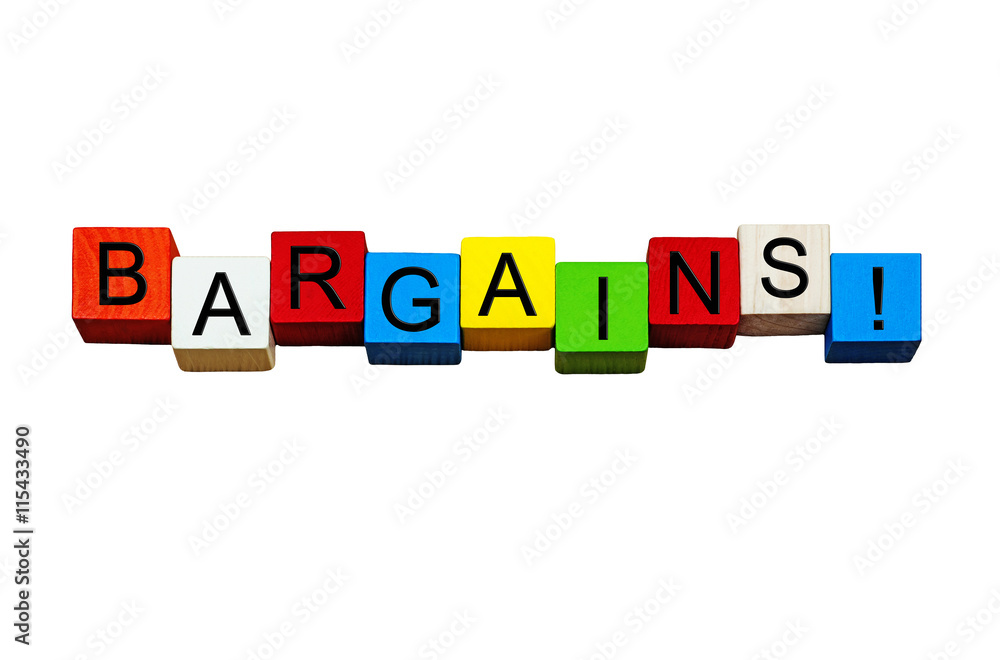 Fototapeta premium Bargains - for shopping retail therapy & business signs - design isolated on white.