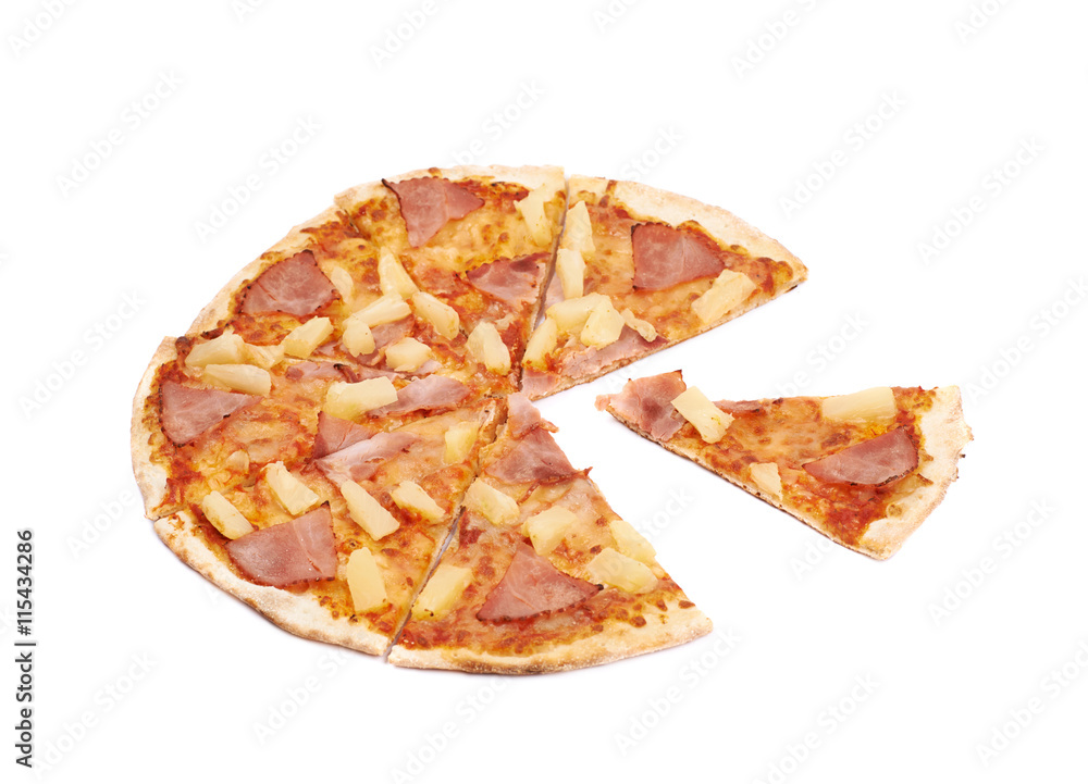 Hawaiian pizza composition isolated Hawaiian pizza composition isolated