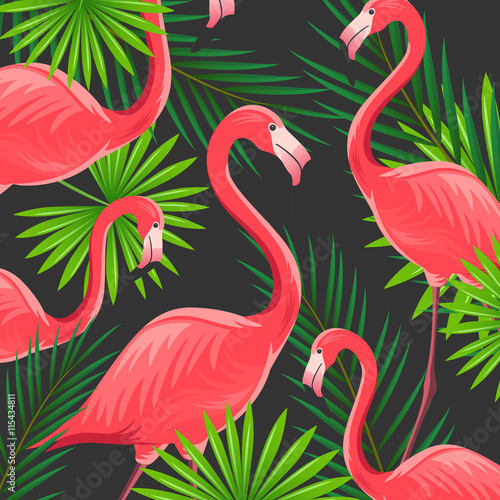 Vector Illustration of an Abstract Background with Flamingos © Ramona Kaulitzki