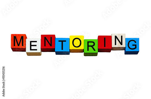 Mentoring - business sign for coaching, mentors, business gurus. Isolated.
