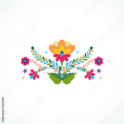 Mexico flowers ornament. Vector illustration.