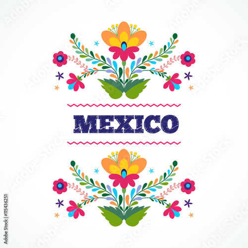 Mexico flowers ornament. Vector illustration.