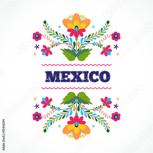 Mexico flowers ornament. Vector illustration.