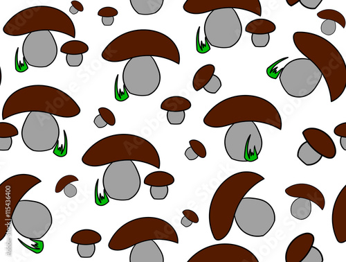 Vector food and drink seamless texture with cep forest mushrooms