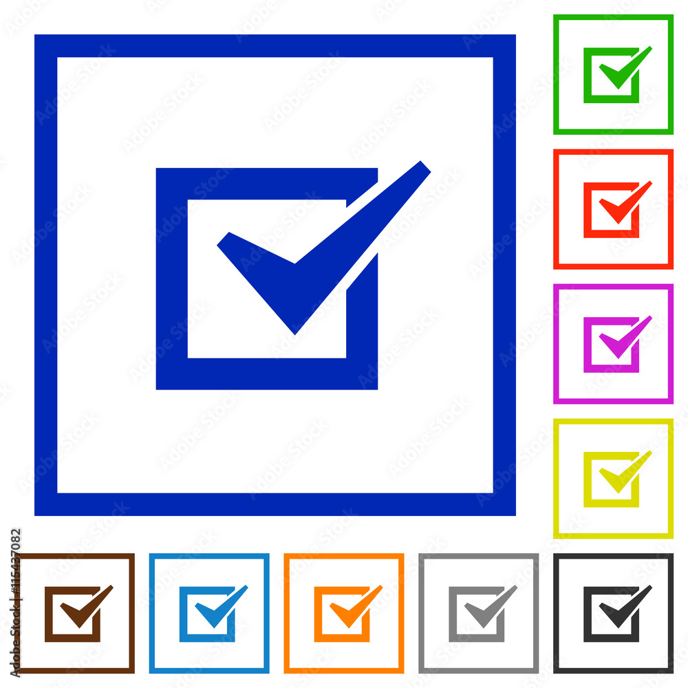 Checked box framed flat icons Checked box framed flat icons