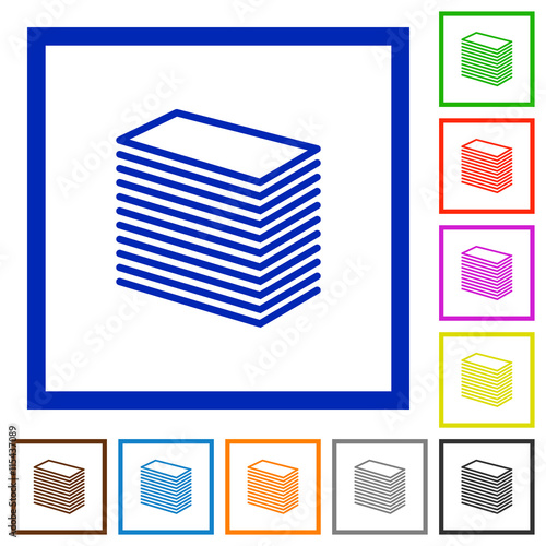 Paper stack framed flat icons