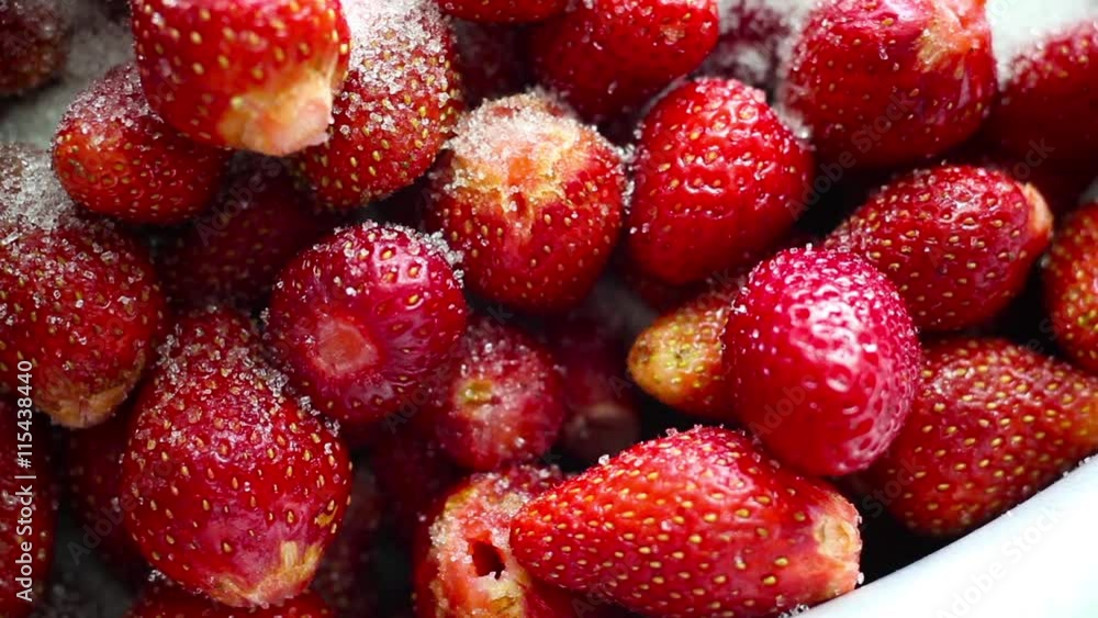 Fresh strawberries sprinkled with sugar Fresh strawberries sprinkled with sugar