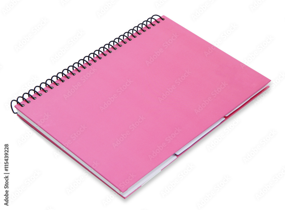 Pink notebook isolated on white background Pink notebook isolated on white background