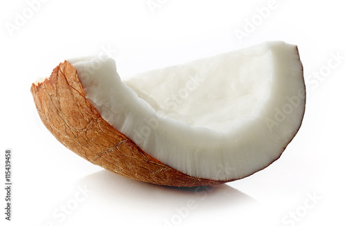Coconut piece isolated on white background