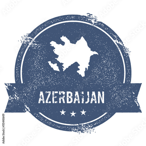 Azerbaijan mark. Travel rubber stamp with the name and map of Azerbaijan, vector illustration. Can be used as insignia, logotype, label, sticker or badge of the country.