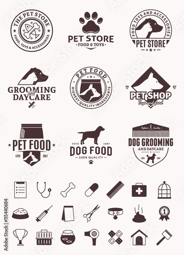 Set of vector pet logo, icons and design elements