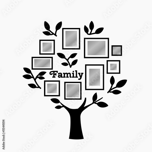 Memories tree with picture frames. Insert your photo into template frames. Collage vector illustration