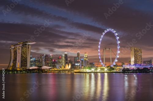Singapore's Marina Bay area. View overlooking the tourist and bu