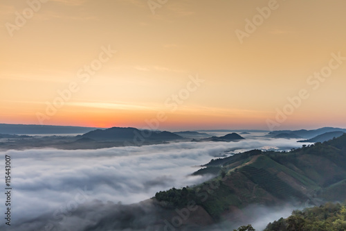 Sea of mist at PHU PHA DUG  mountian Thailand © nengredeye