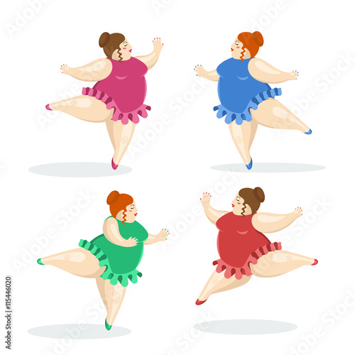 Vector illustration with very big and nice ballerinas. Fat ballet dancers.