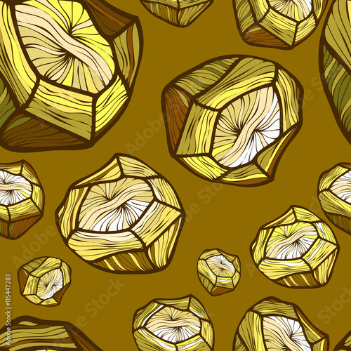 Vector seamless pattern with the image of a gold -colored stones background. Bright pattern.