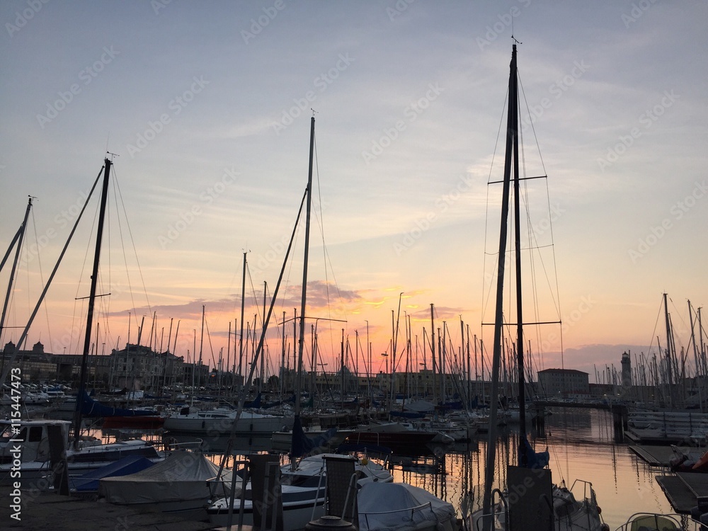 Marina di Trieste al tramonto, Golfo di Trieste, Fvg, Italia
