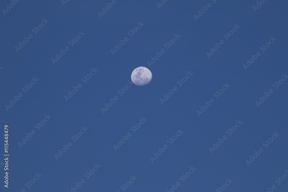 The moon with blue sky background. The moon with blue sky background.
