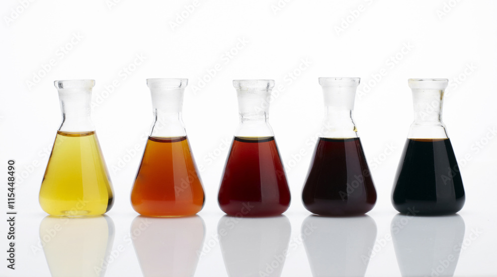 The laboratory glass container and liquid The laboratory glass container and liquid