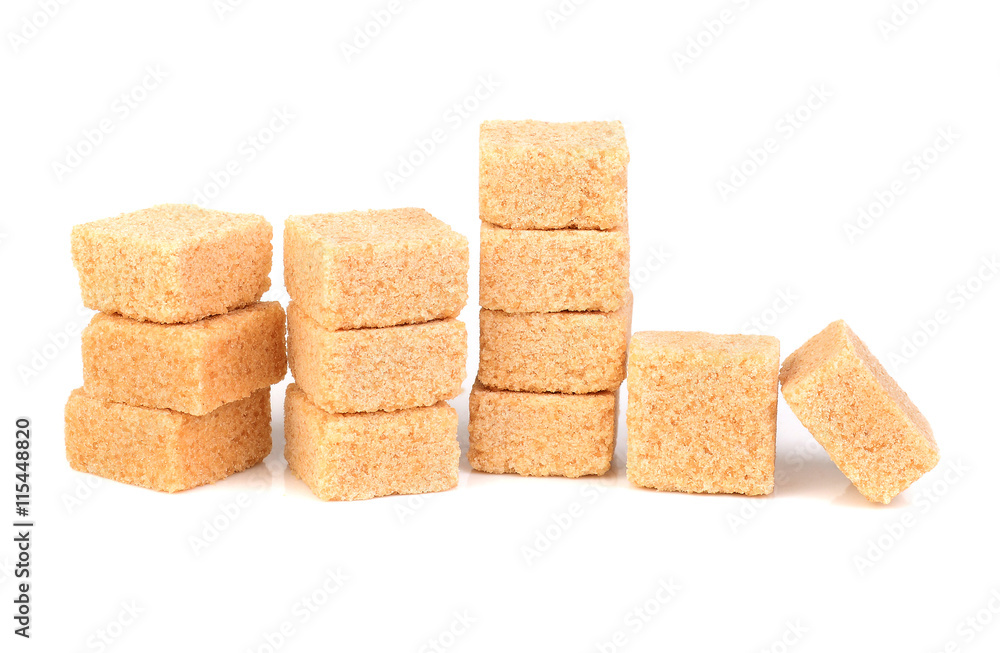 Cubes of cane sugar isolated on white background Cubes of cane sugar isolated on white background