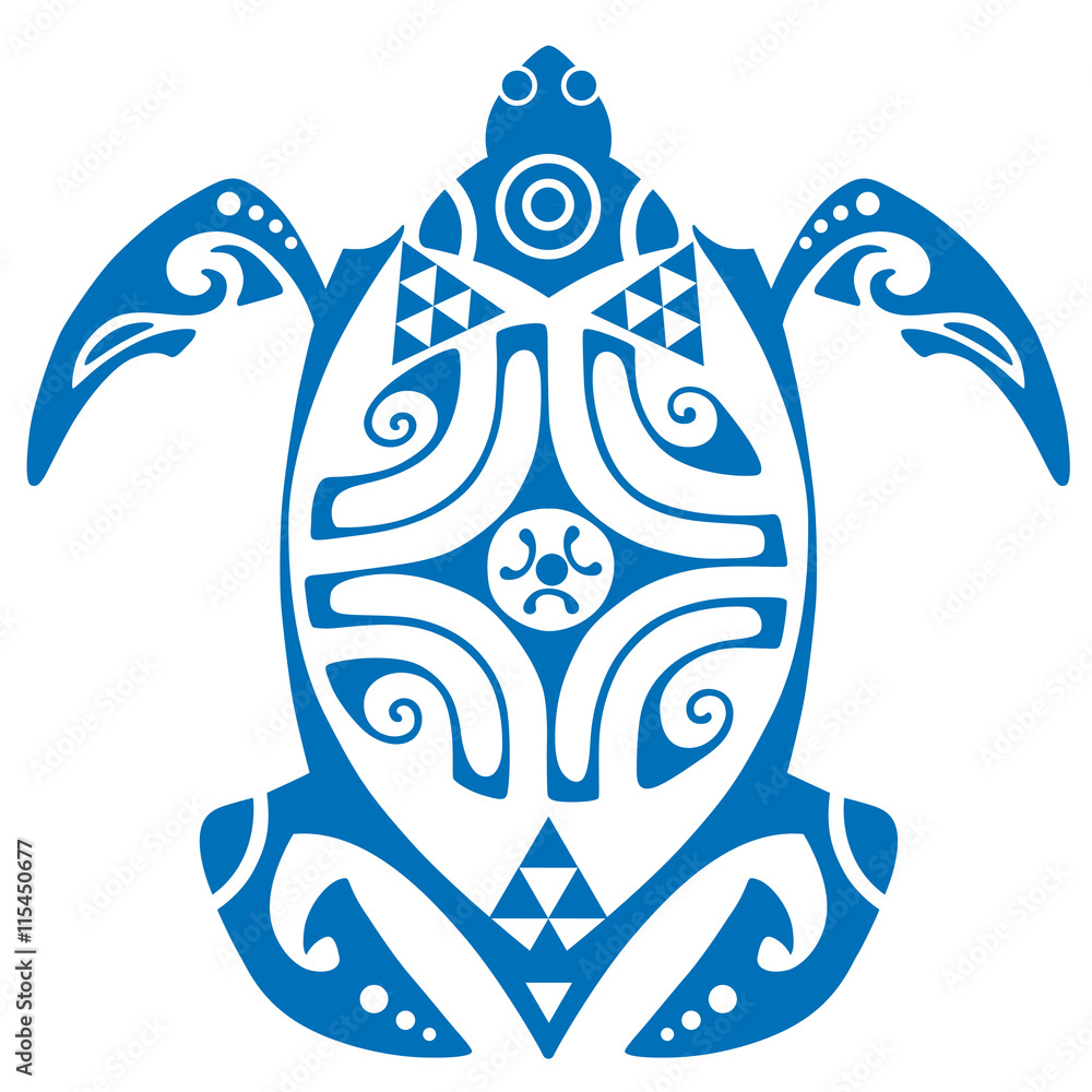 Naklejka premium Maui Turtle Tattoo Motif Vector