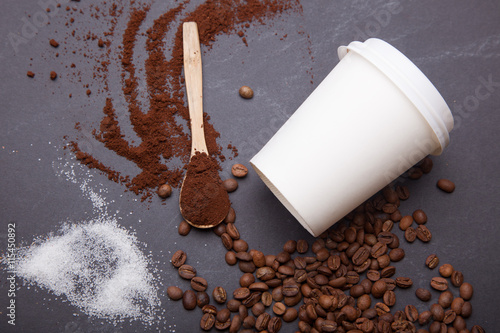 coffee beans and cup 