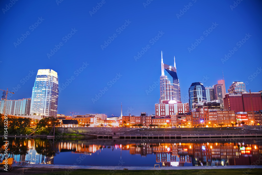 Downtown Nashville cityscape in the morning