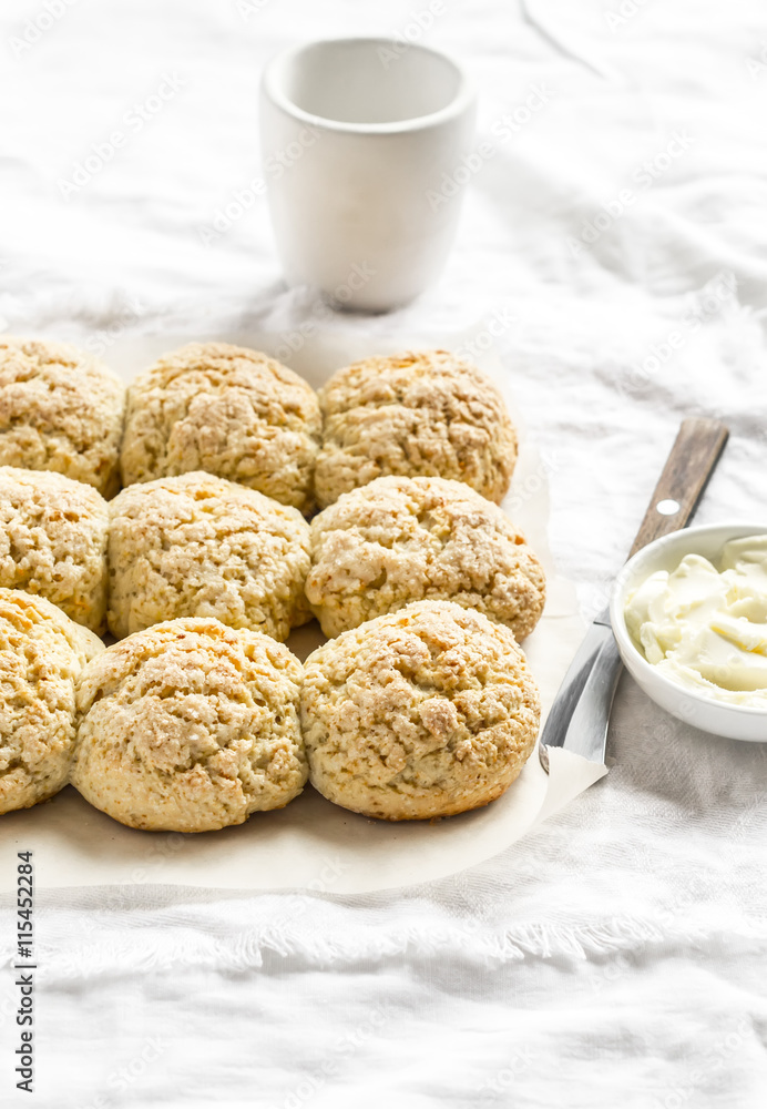 English scones on a light background English scones on a light background