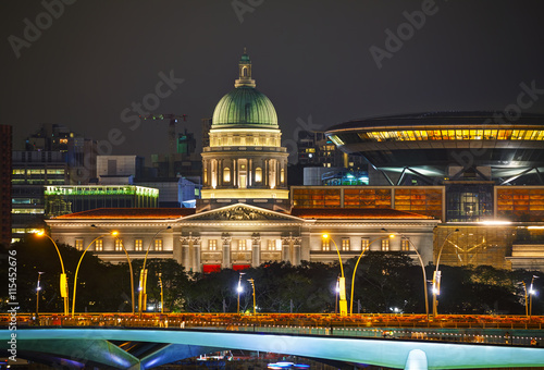 Obraz na płótnie Overview of Singapore at night w salonie