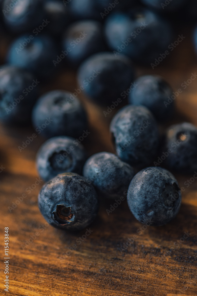 Fresh blueberries on wooden table Fresh blueberries on wooden table
