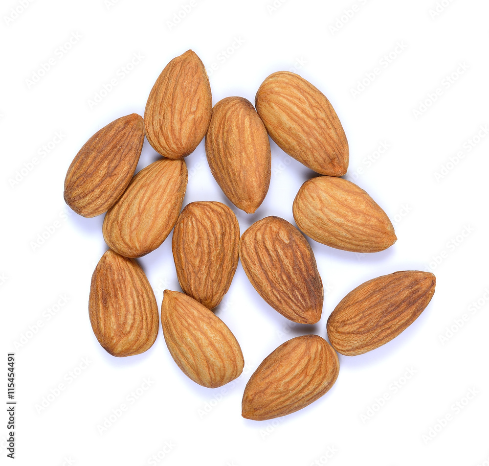 dried almond on white background dried almond on white background