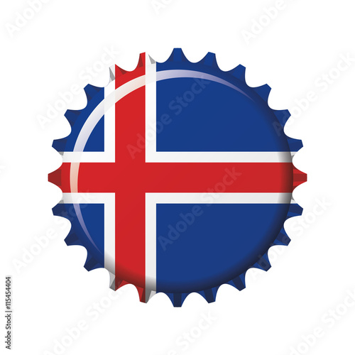 National flag of Iceland on a bottle cap. Vector Illustration