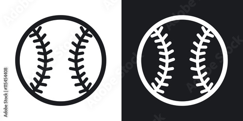 Vector baseball icon.  Two-tone version on black and white background