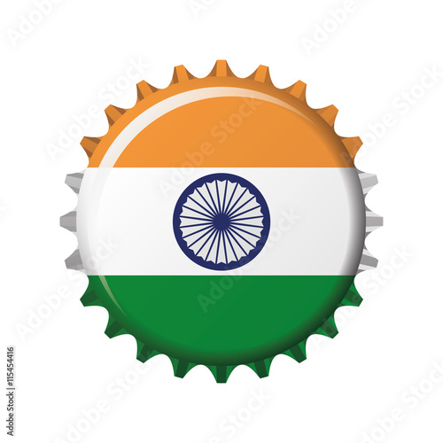 National flag of India on a bottle cap. Vector Illustration