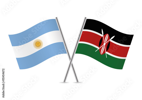 Argentinian and Kenyan flags. Vector illustration.